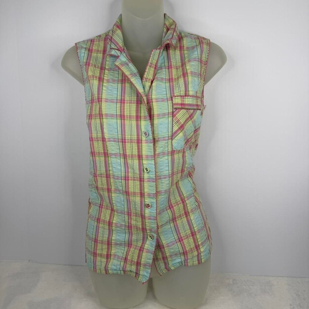 Erika Taylor multicoloured plaid button up top